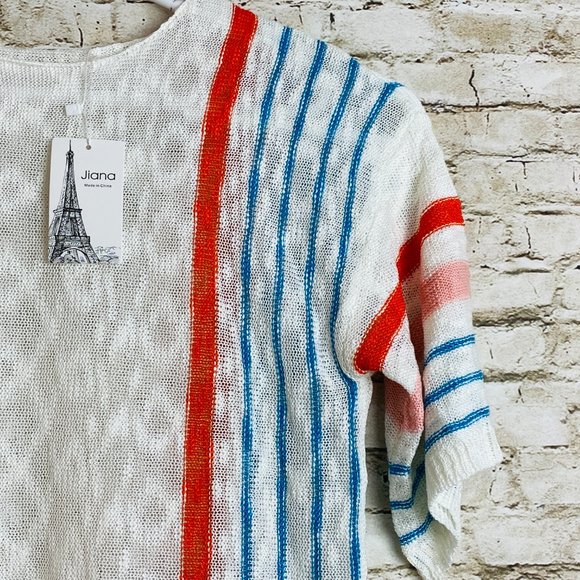 Nanu Beige & Red Stripe Sweater Tops Long Sleeve S - Picture 2 of 5